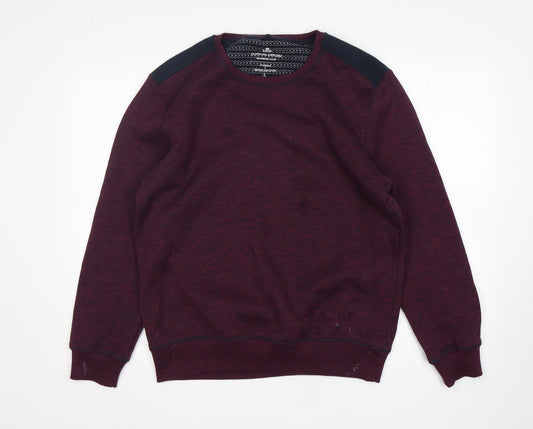 Easy Mens Purple Round Neck  Polyester Pullover Jumper Size L