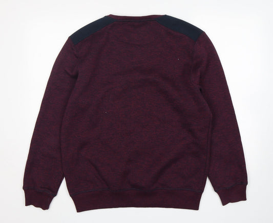 Easy Mens Purple Round Neck  Polyester Pullover Jumper Size L