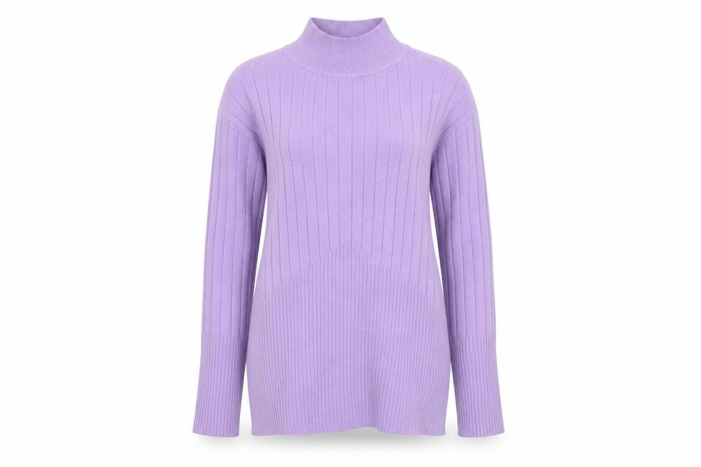 M&S Womens Purple Mock Neck  Viscose Pullover Jumper Size 10