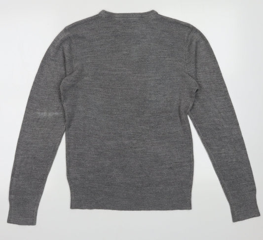 Peacocks Mens Grey  Acrylic Pullover Sweatshirt Size S