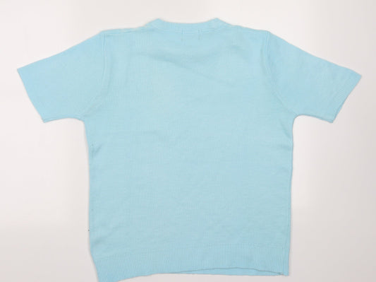 Pyari Womens Blue Argyle/Diamond Acrylic Pullover Sweatshirt Size M  Pullover