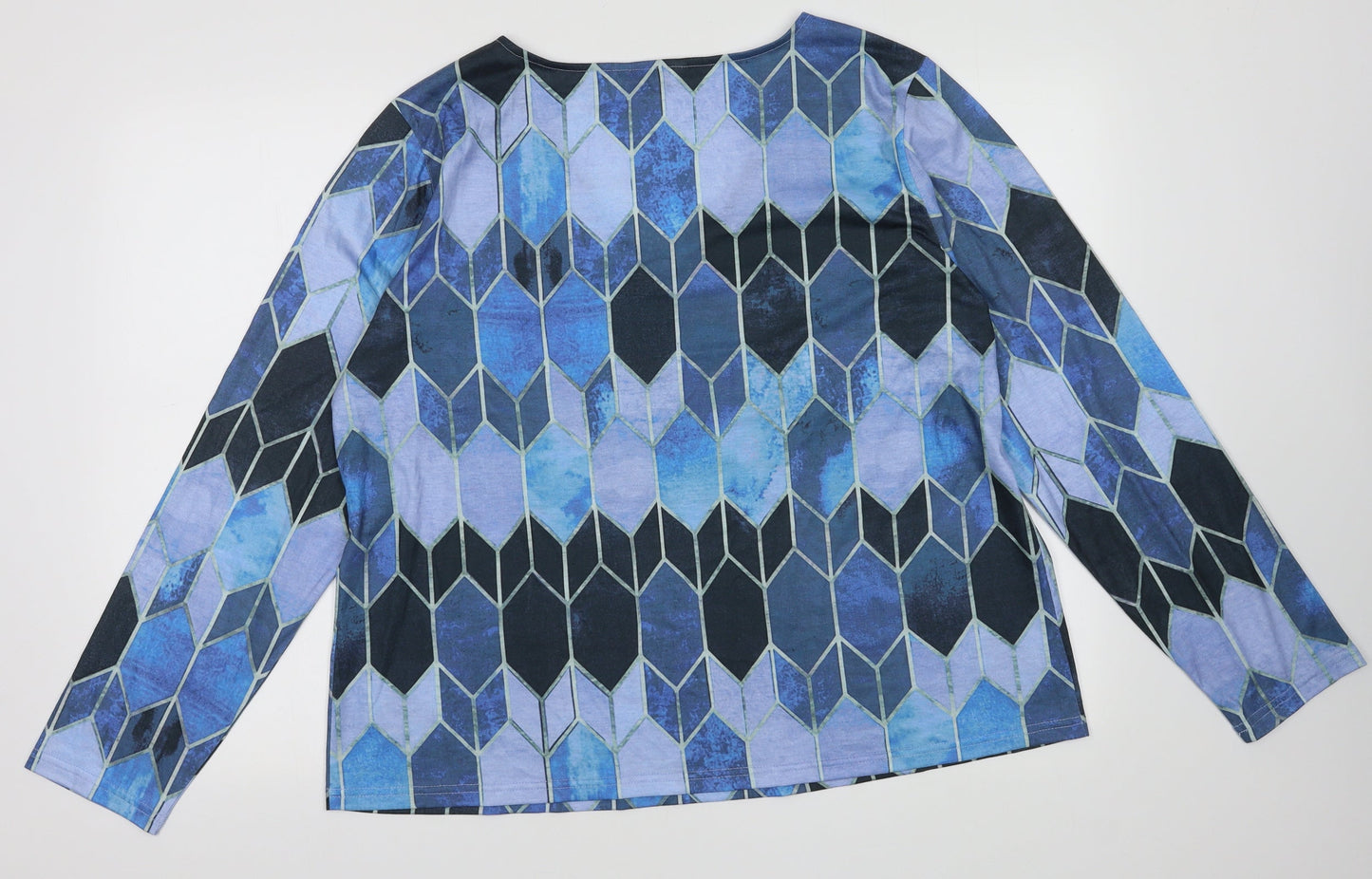 Preworn Womens Blue Argyle/Diamond Polyester Pullover Sweatshirt Size XL  Pullover