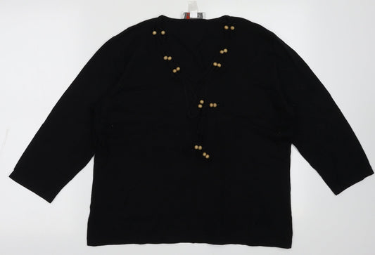 Gelco Womens Black  Viscose Pullover Sweatshirt Size 16  Pullover