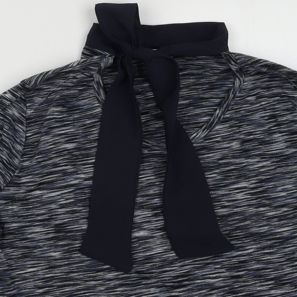 EWM Womens Blue Striped Coir Pullover Sweatshirt Size S  Tie