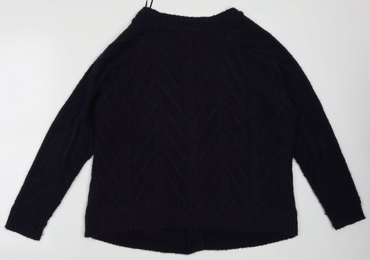 Preworn Womens Blue V-Neck Argyle/Diamond Acrylic Cardigan Jumper Size S