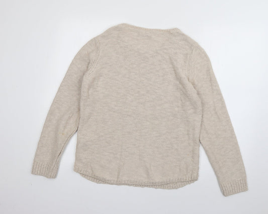 Per Una Womens Beige Scoop Neck  Acrylic Pullover Jumper Size 12