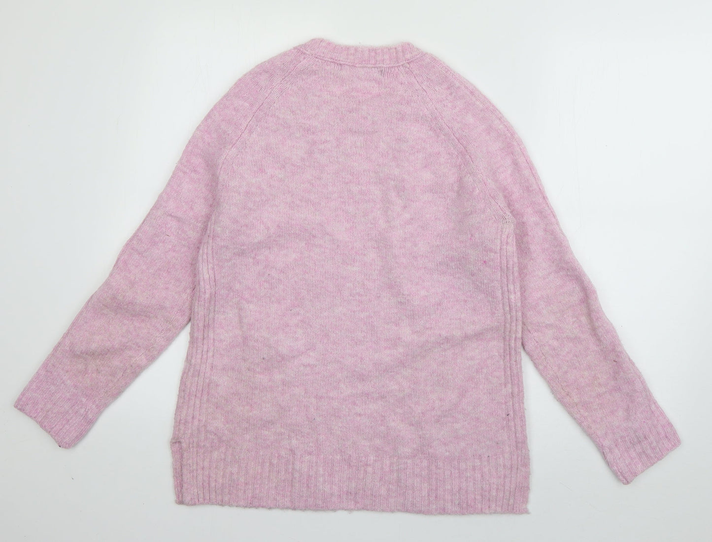 Marks and Spencer Womens Pink Crew Neck  Acrylic Pullover Jumper Size S