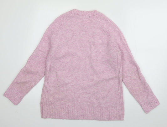 Marks and Spencer Womens Pink Crew Neck  Acrylic Pullover Jumper Size S