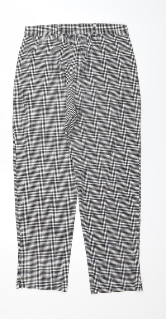 Boohoo Womens Black Houndstooth Polyester Trousers  Size 8 L24 in Regular Zip