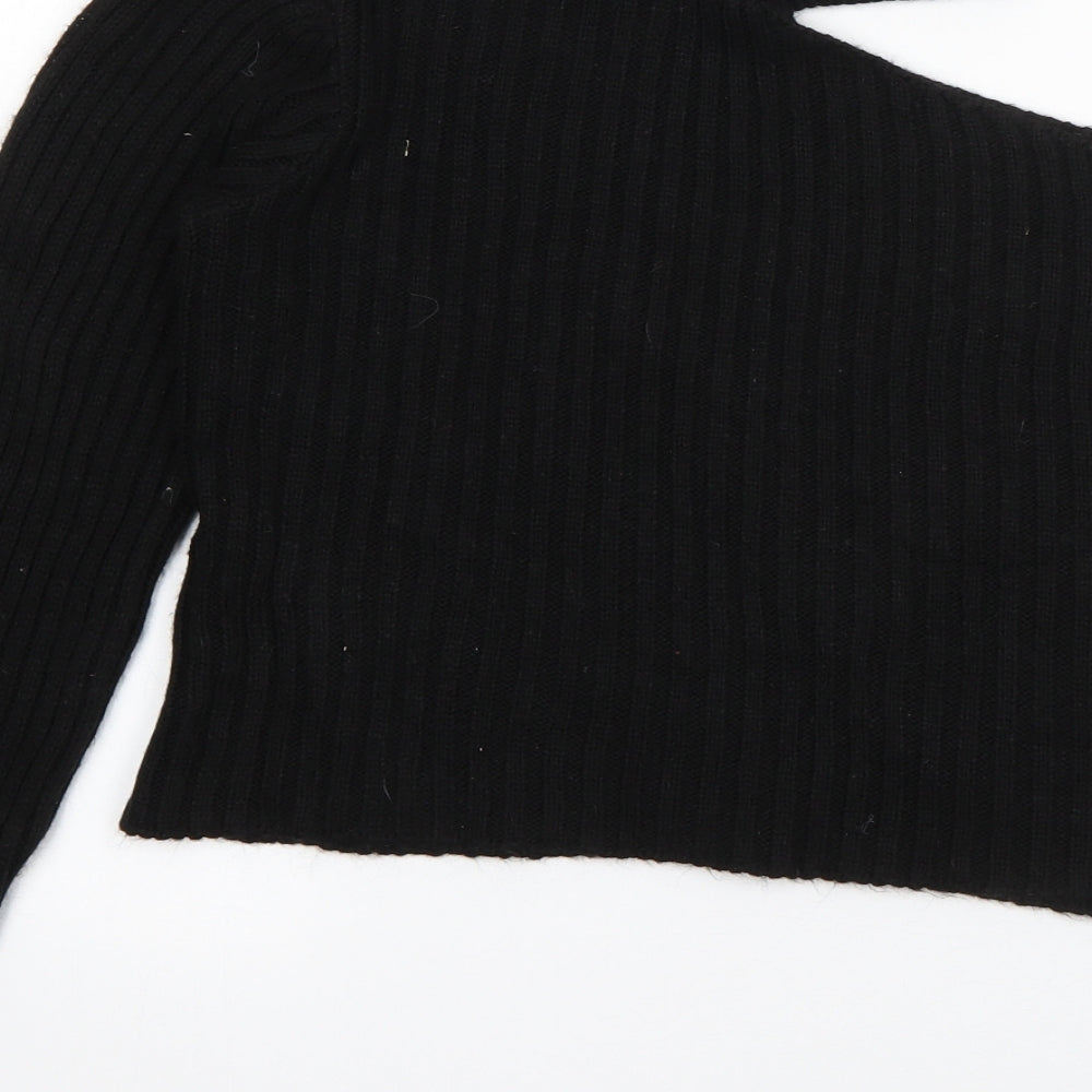 Boohoo Womens Black Round Neck  Acrylic Pullover Jumper Size S