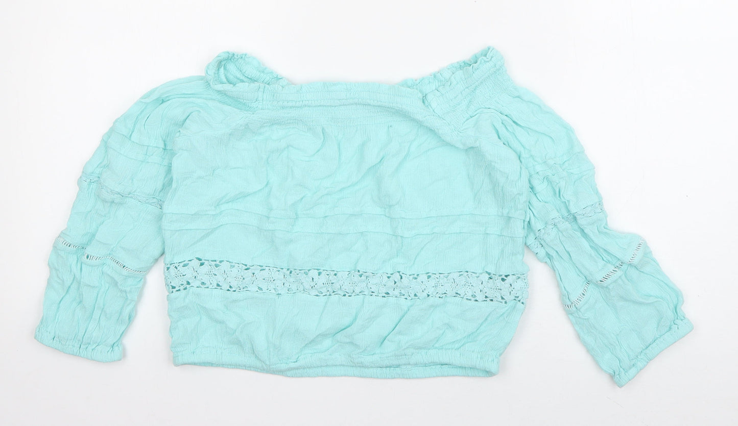 aeropostale Womens Blue  Viscose Basic Blouse Size XS Off the Shoulder