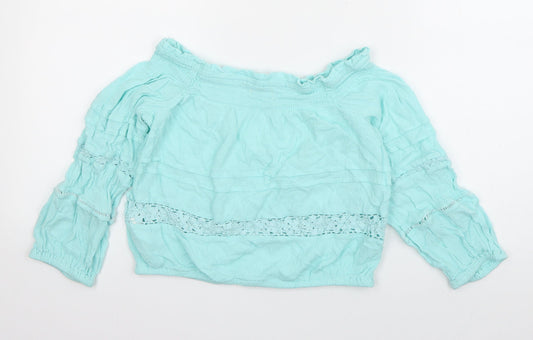 aeropostale Womens Blue  Viscose Basic Blouse Size XS Off the Shoulder