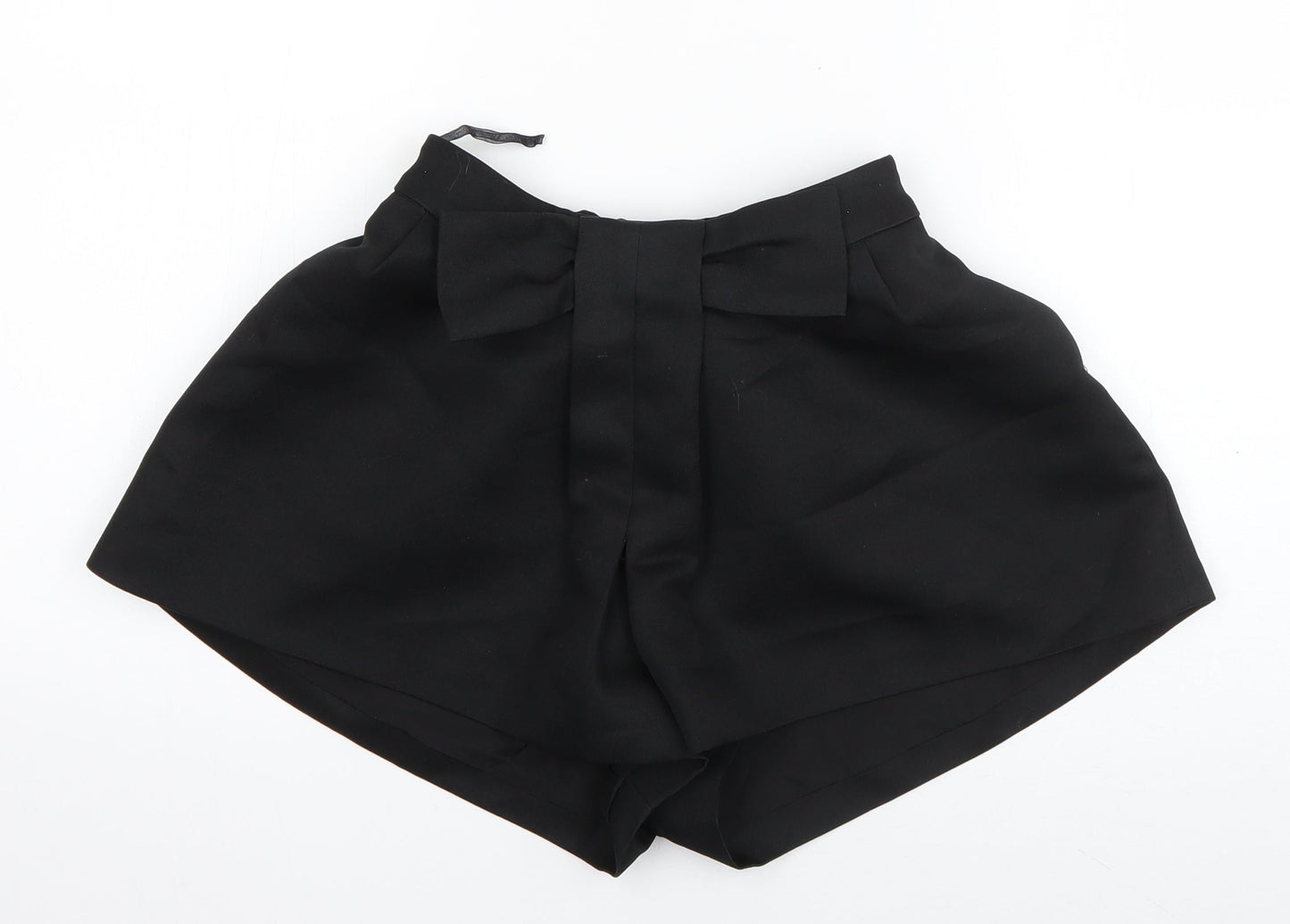 Preworn Womens Black  Polyester Hot Pants Shorts Size S  Regular Zip