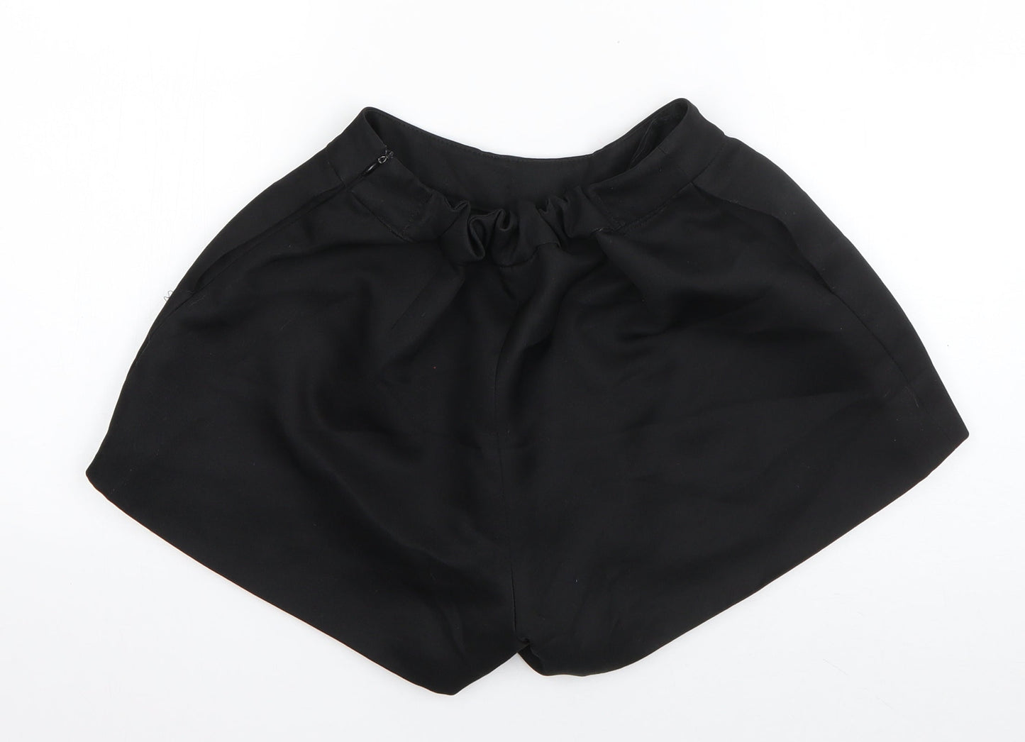 Preworn Womens Black  Polyester Hot Pants Shorts Size S  Regular Zip