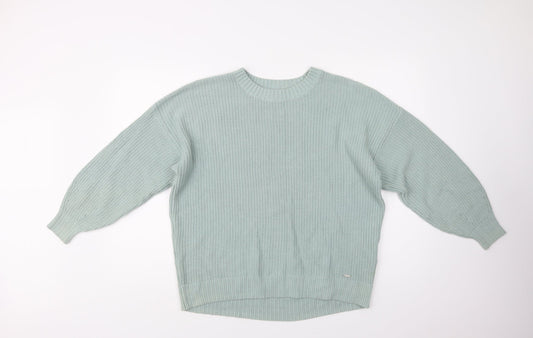 Hollis Womens Green Crew Neck  Cotton Pullover Jumper Size XS