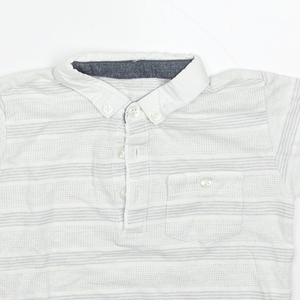 Matalan Boys Green Striped Cotton Basic Polo Size 18-24 Months Collared Pullover