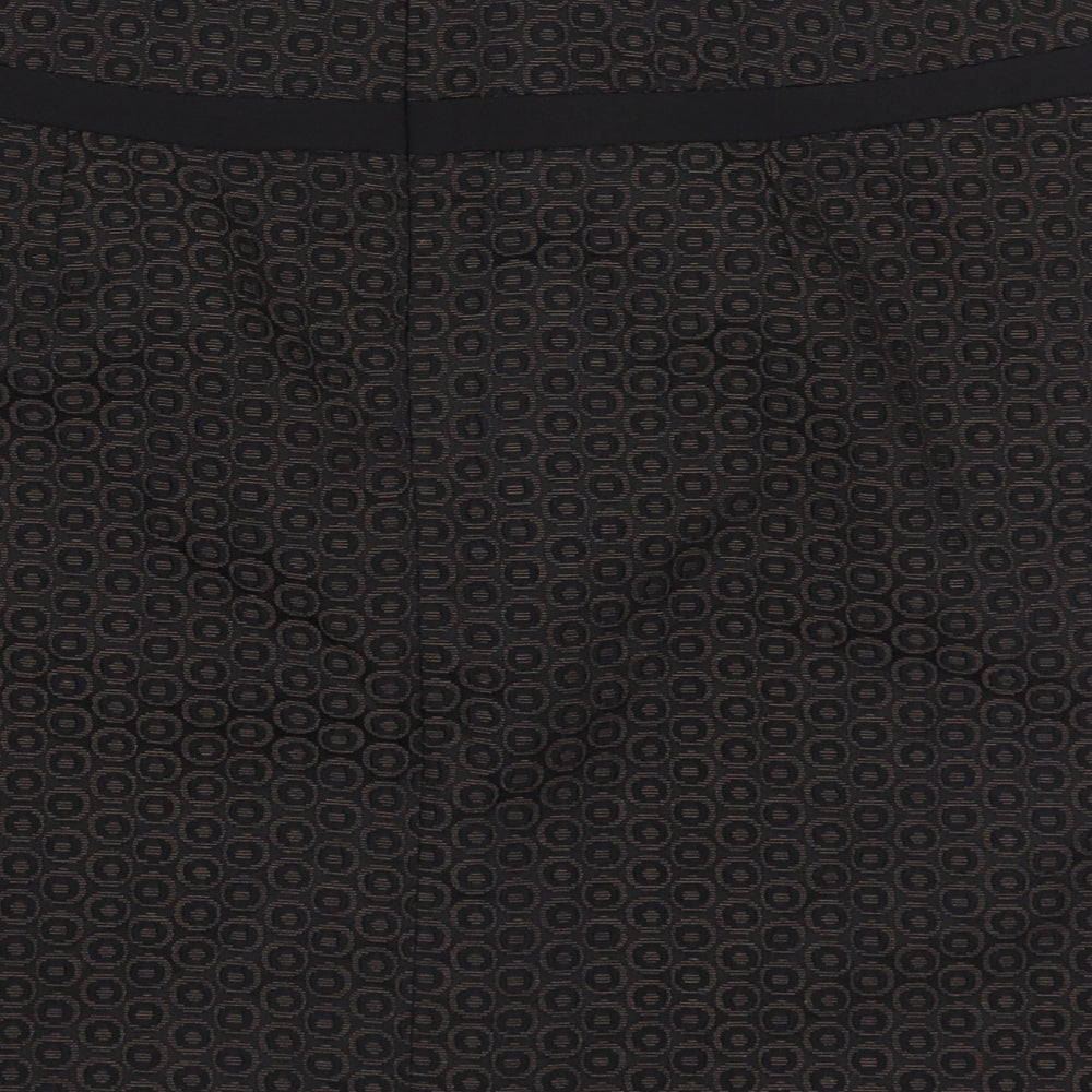 Marks and Spencer Womens Brown Geometric Polyester A-Line Skirt Size 12   Zip