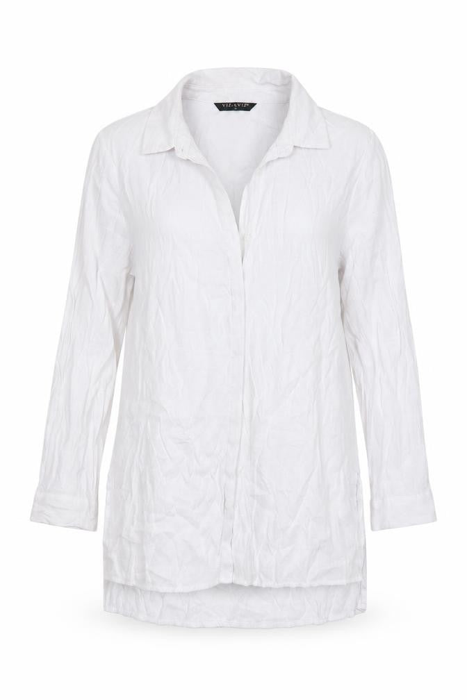 Viz A Viz Womens White  Polyester Basic Button-Up Size S Collared