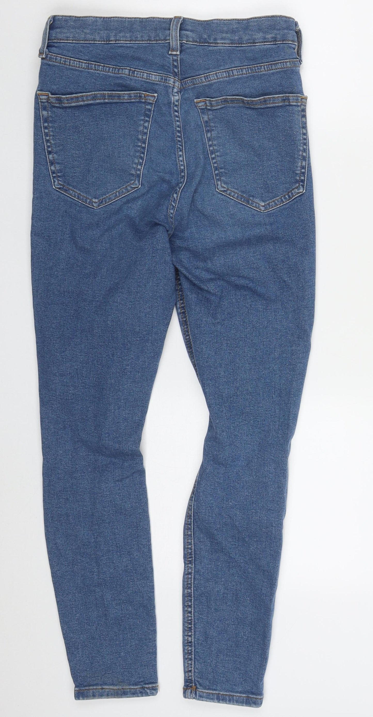 Topshop Womens Blue  Cotton Skinny Jeans Size 28 in L26 in Regular Button