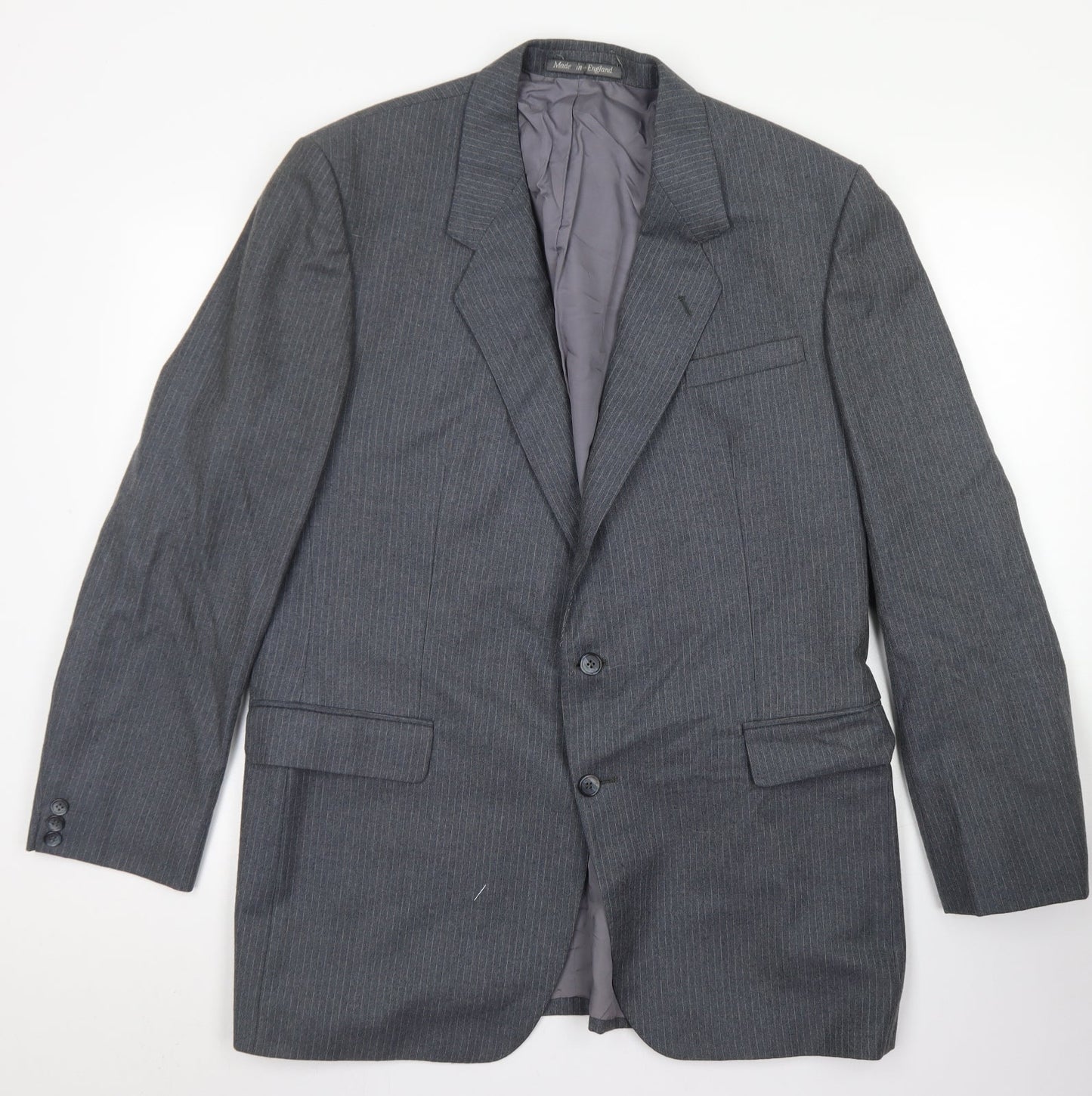 Burton Mens Grey Striped Wool Jacket Blazer Size 40