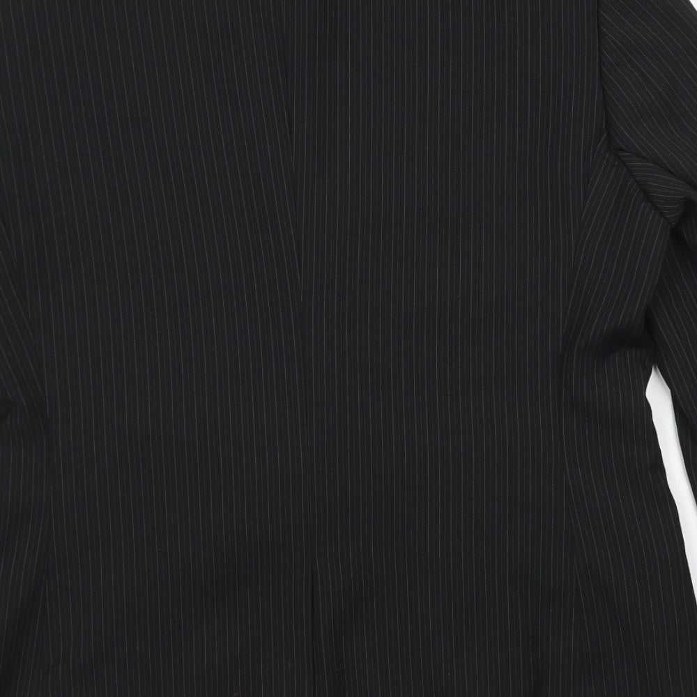 George Mens Black Striped Polyester Jacket Blazer Size 38