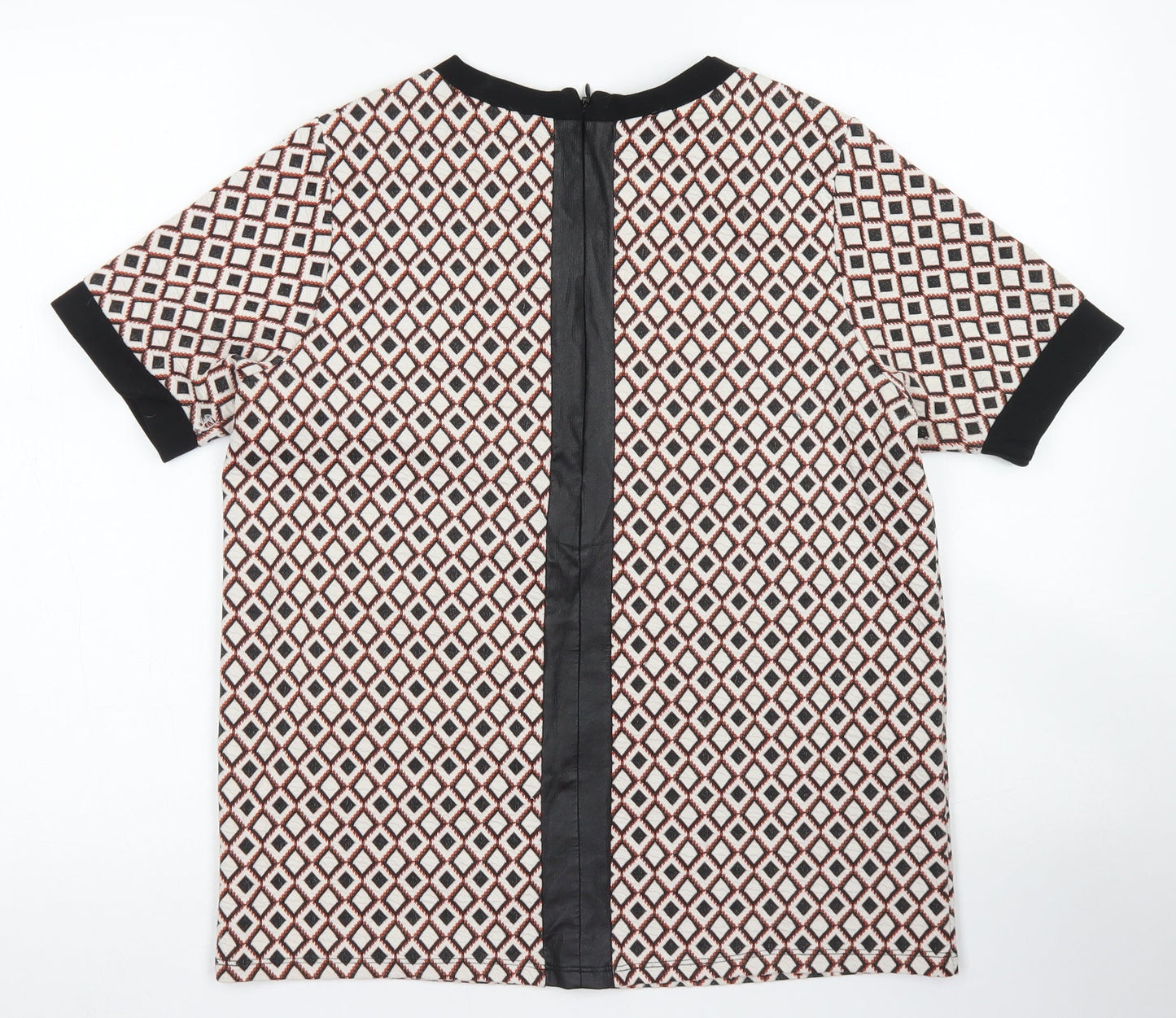 River Island Womens Ivory Argyle/Diamond Polyester Basic Blouse Size 10 Crew Neck