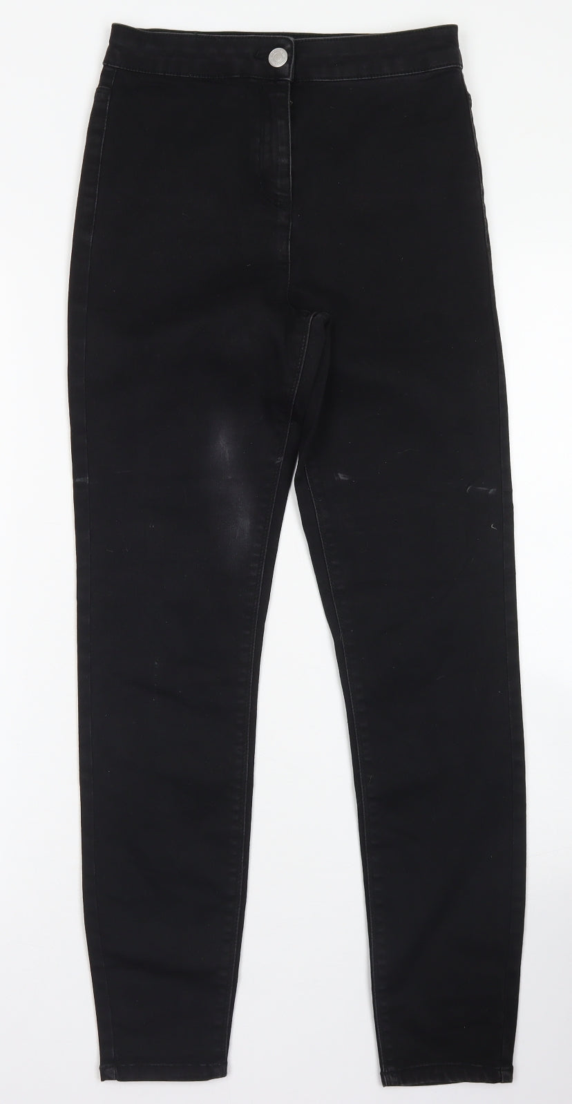 Papaya Womens Black  Cotton Skinny Jeans Size 8 L27 in Regular Button