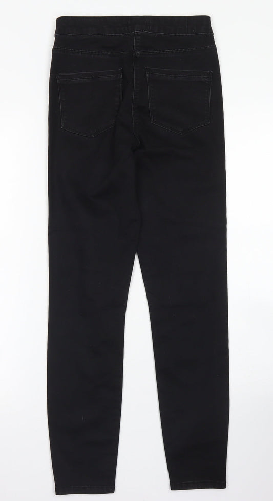Papaya Womens Black  Cotton Skinny Jeans Size 8 L27 in Regular Button