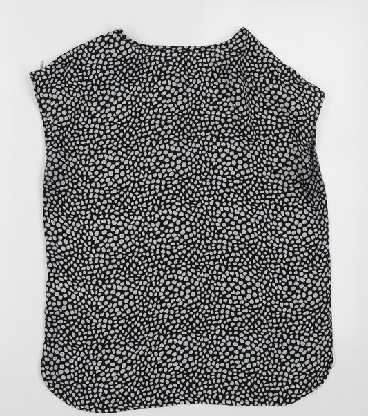 New Look Womens Black Animal Print Polyester Basic Tank Size 8 Crew Neck