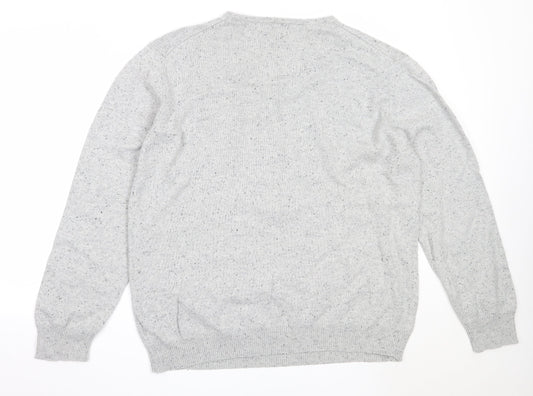 Linea Mens Grey V-Neck  Cotton Pullover Jumper Size XL
