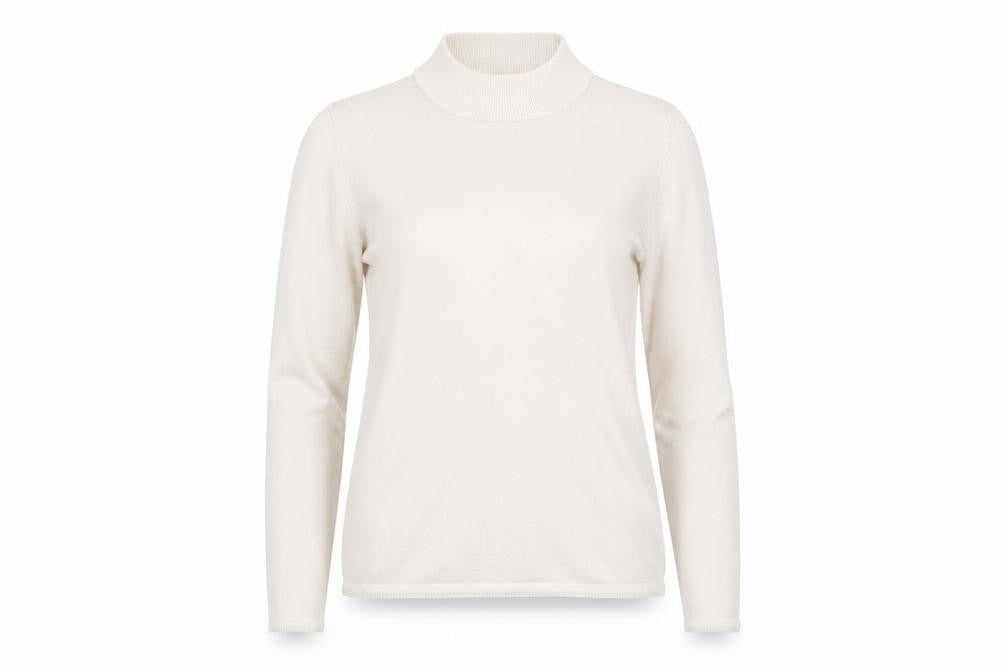 Bonmarché Womens Beige High Neck Acrylic Pullover Jumper Size M