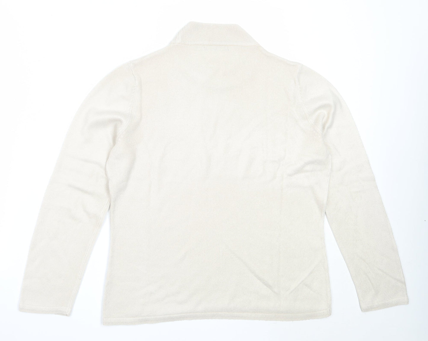 Bonmarché Womens Beige High Neck  Acrylic Pullover Jumper Size M