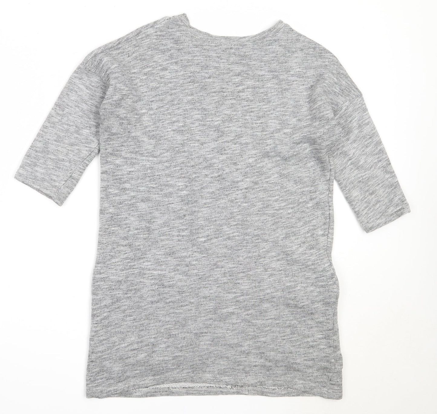 New Look Womens Grey Round Neck  Cotton Tunic Jumper Size 8