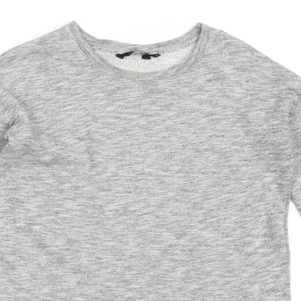 New Look Womens Grey Round Neck  Cotton Tunic Jumper Size 8