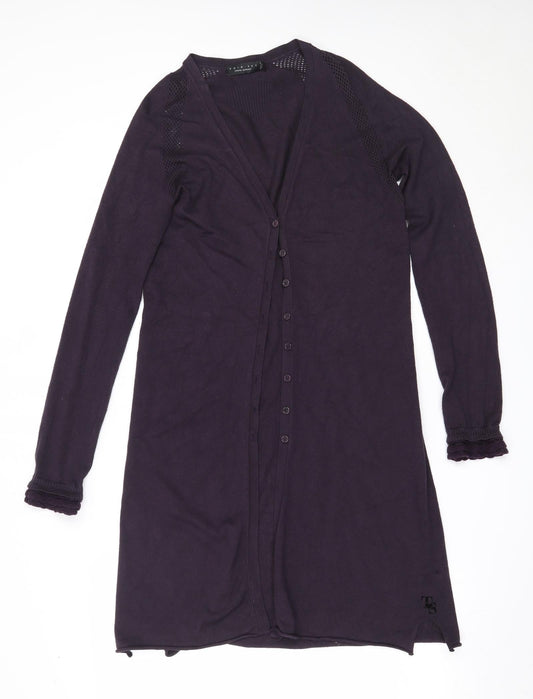 TWINSET Womens Purple V-Neck  Viscose Cardigan Jumper Size M