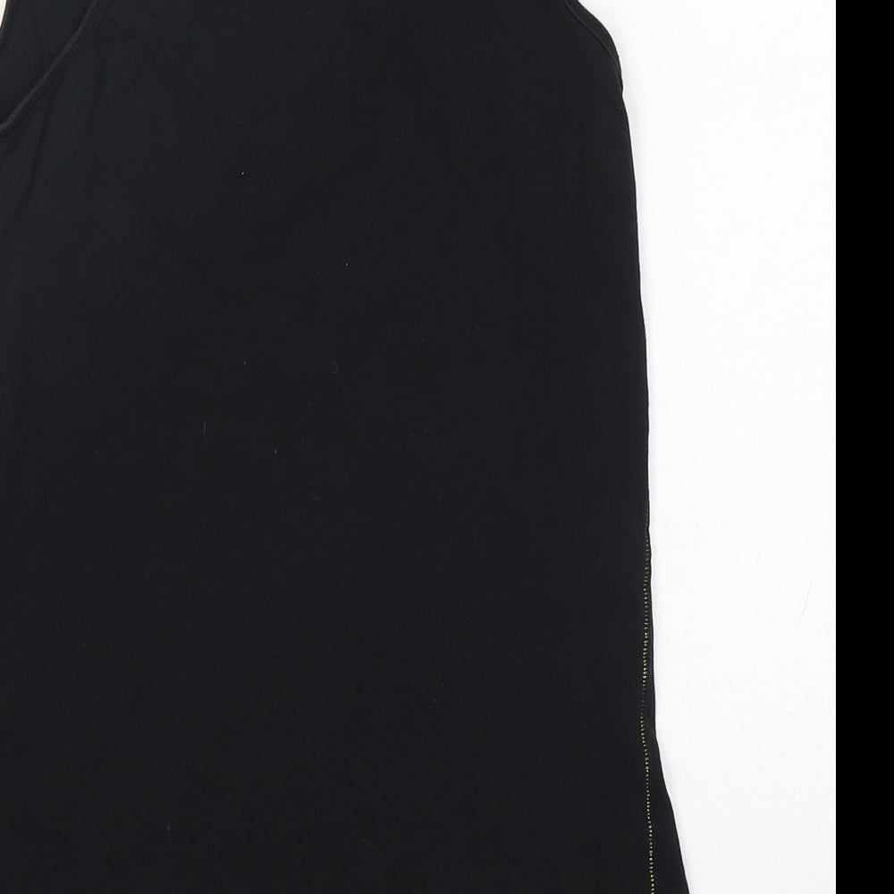 River Island  Womens Black Animal Print Cotton Basic Tank Size 6 Round Neck