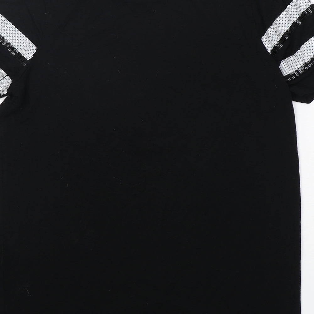 New Look Womens Black  Viscose Basic T-Shirt Size 4 Round Neck