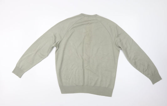 House of Fraser Mens Green V-Neck  Acrylic Pullover Jumper Size L