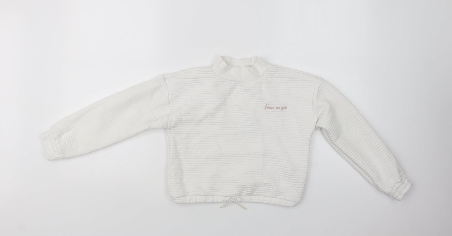 Primark Girls White  Polyester Pullover Sweatshirt Size 9-10 Years
