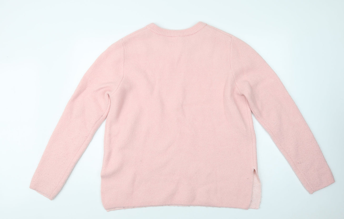 H&M Womens Pink Crew Neck  Acrylic Pullover Jumper Size M