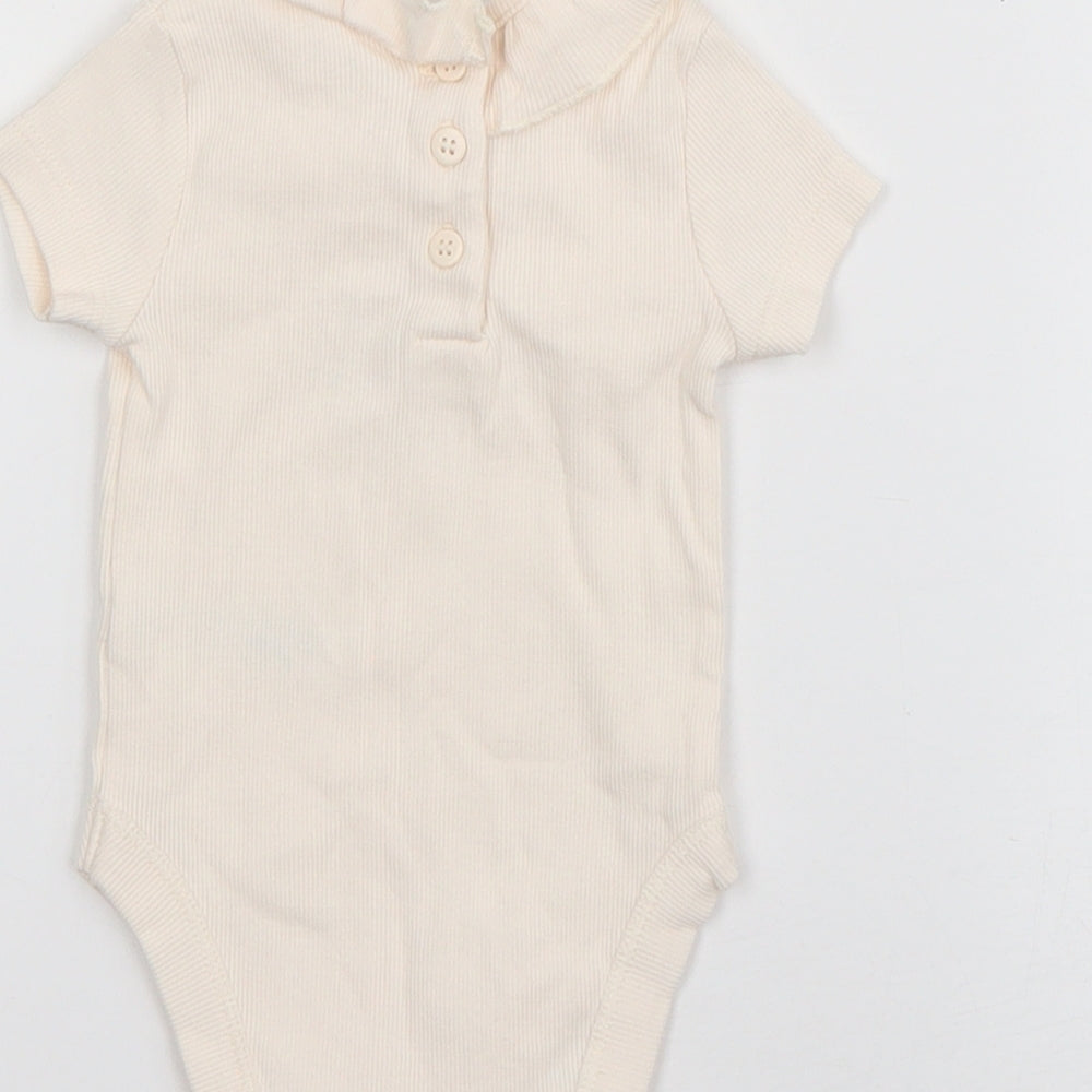 George Girls Ivory  Cotton Babygrow One-Piece Size 0-3 Months  Snap - Mickey & Minnie