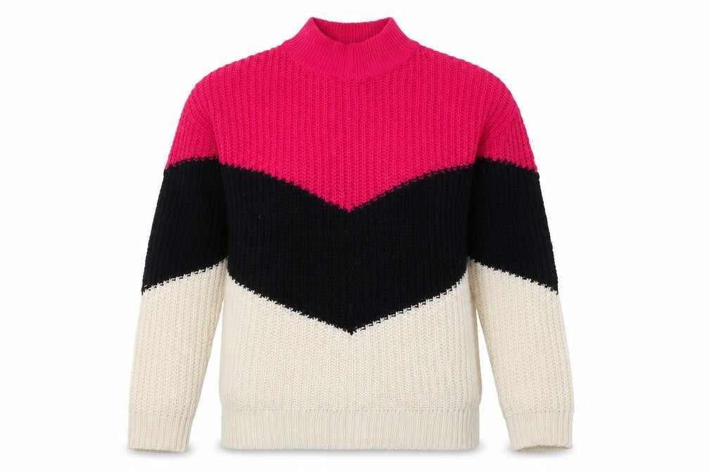 Amara Reya Womens Multicoloured High Neck Striped Acrylic Pullover Jumper Size M