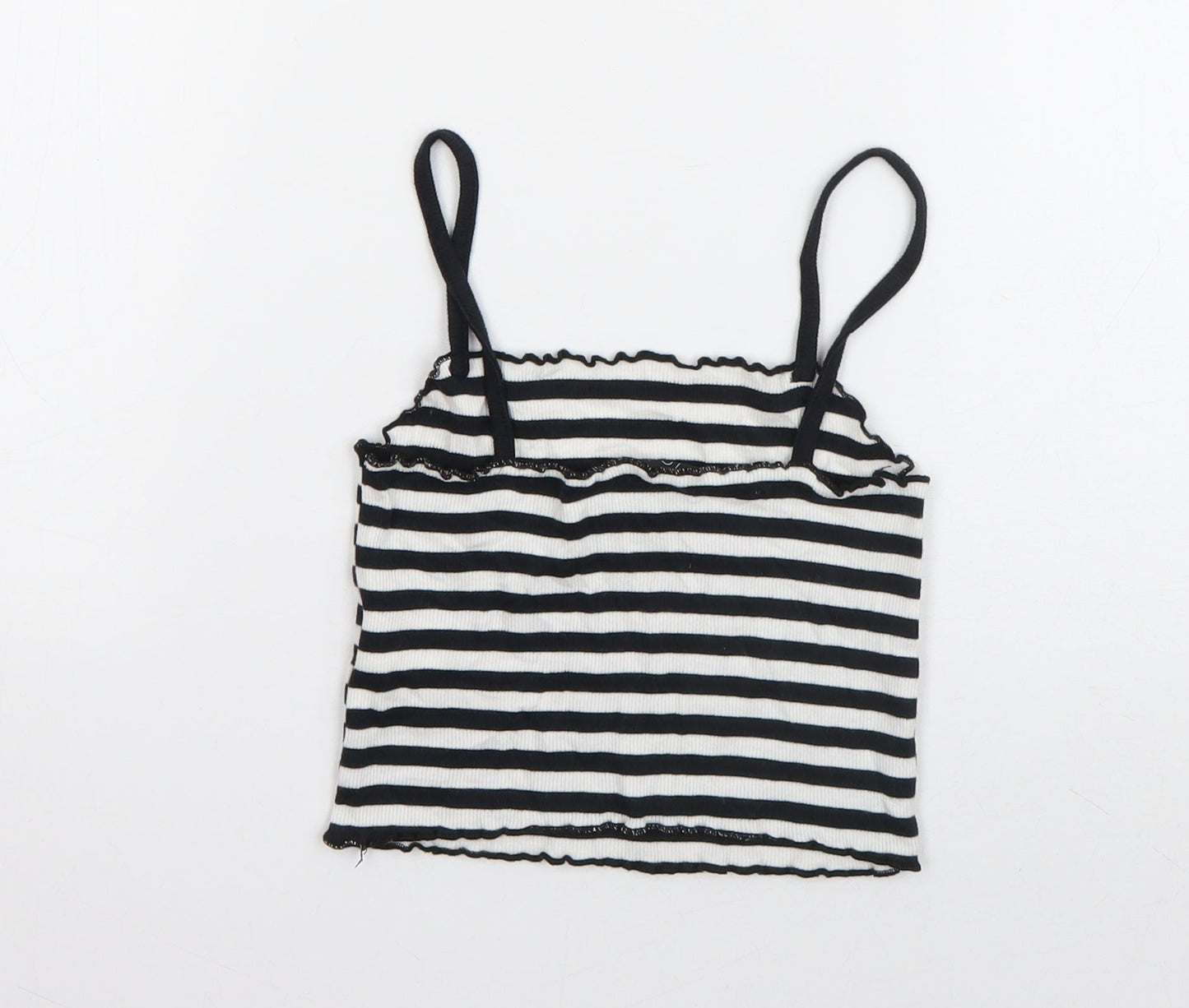 Topshop Womens Blue Striped Cotton Basic Tank Size 6 Square Neck