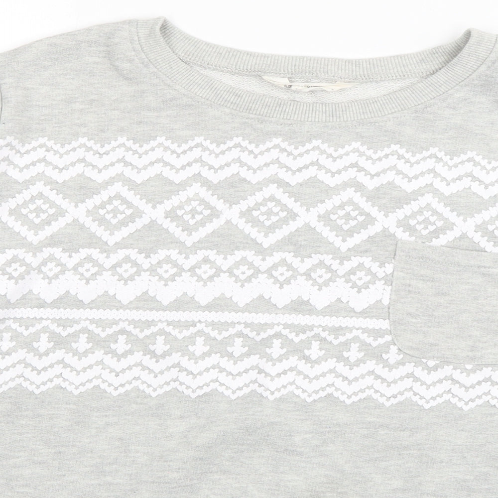 Original Essentials Womens Grey Geometric Cotton Pullover Sweatshirt Size 8  Pullover