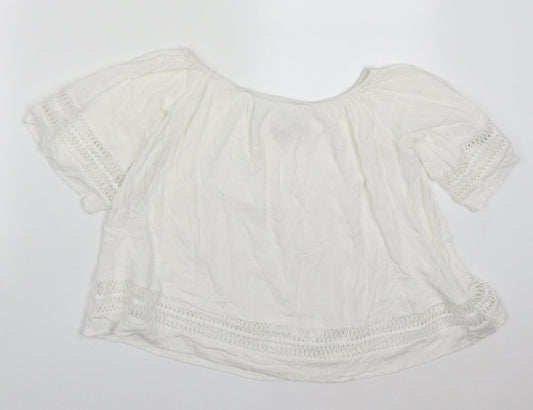 Mirumi Womens White  Viscose Basic Blouse Size S Off the Shoulder