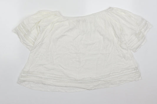 Mirumi Womens White  Viscose Basic Blouse Size S Off the Shoulder