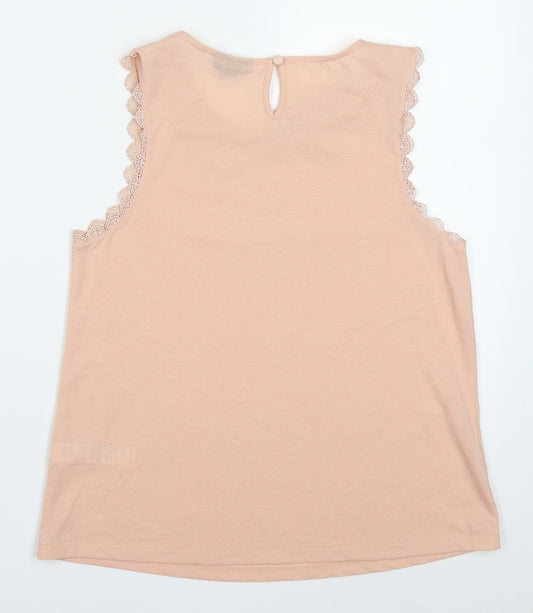 Topshop Womens Pink  Polyester Basic Tank Size 10 Round Neck