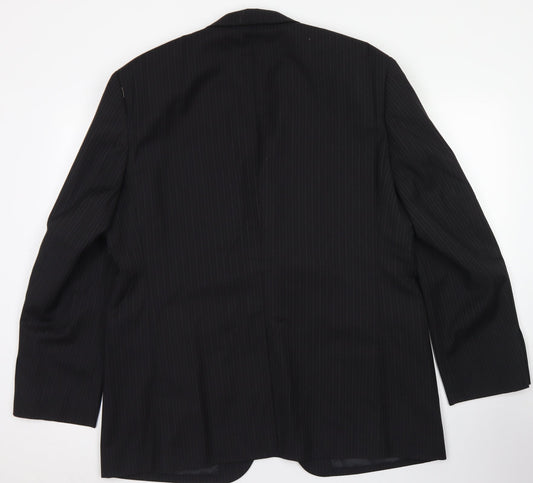 Sovereign Mens Black Striped Wool Jacket Blazer Size 44
