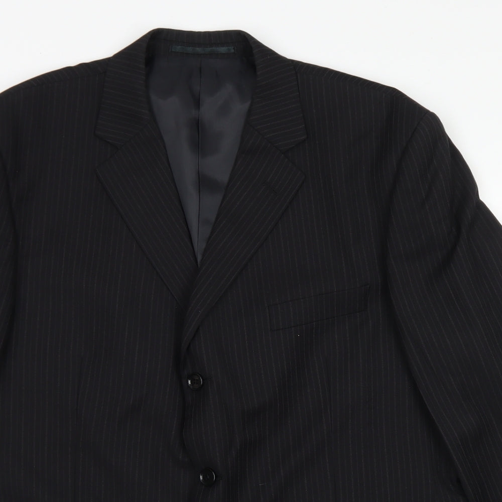 Sovereign Mens Black Striped Wool Jacket Blazer Size 44