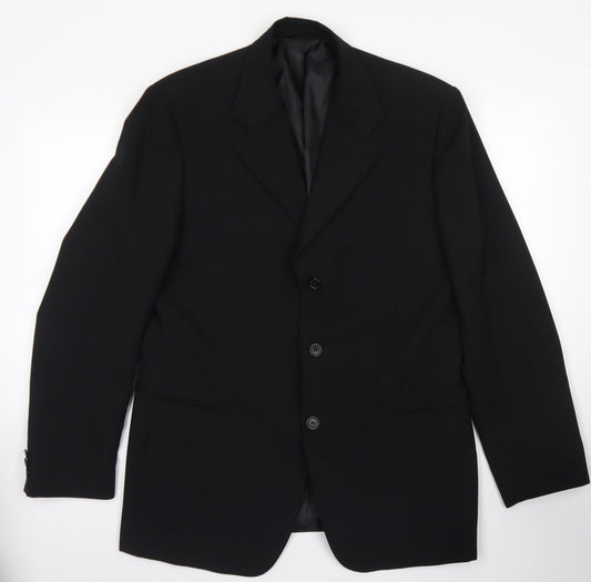 Savatini Mens Black  Polyester Jacket Blazer Size 38